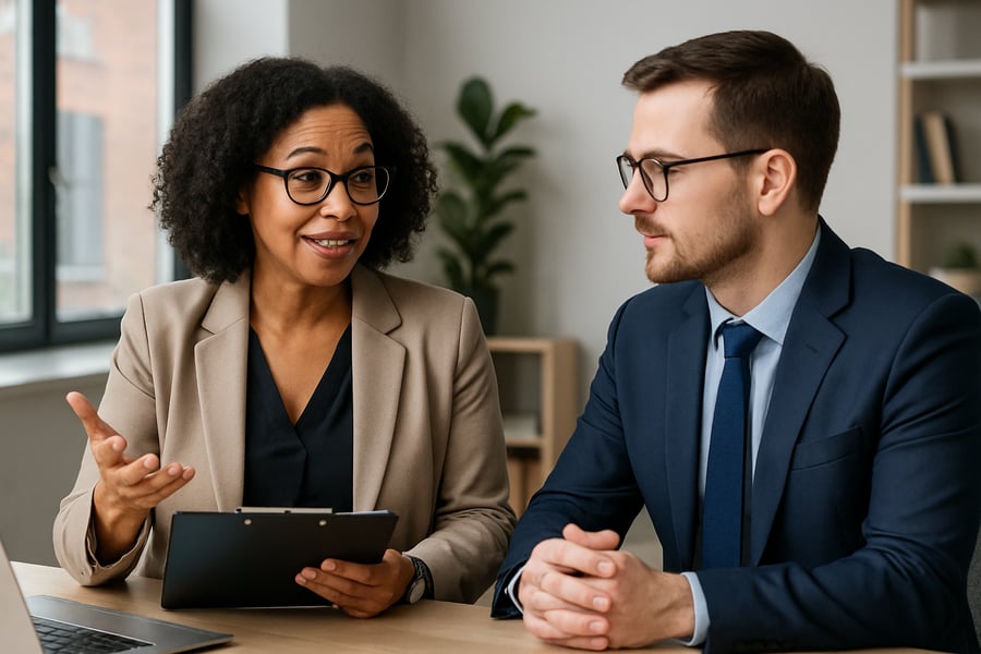 Career coach guiding a professional client Career coach guiding a professional client