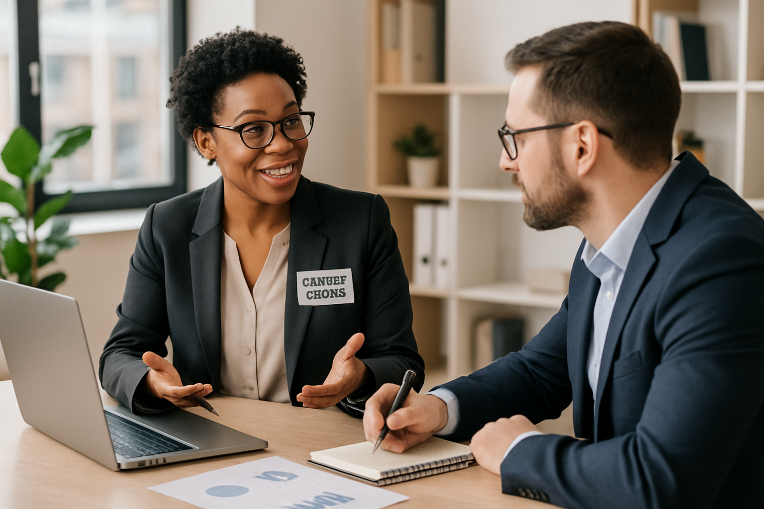 Professional career coach guiding a client through a strategy session